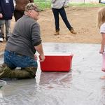 Contestant Katie in the eel race.