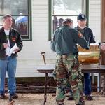 30 GUN RAFFLE DRAWING - Butch Tripp, Fred Turner, Gary Sewell rolling the drum and picking out the winning tickets.